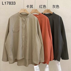 Design liber-montare Minimalist Styllish Casual Solid Color dungat Controlat personalizat supradimensionat 17833 Guler rotund Shirt